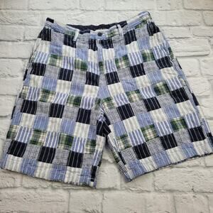 Tommy Hilfiger Patchwork Plaid Shorts Preppy Y2K Blues and Greens size 34